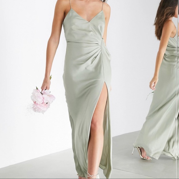 ASOS | Dresses | Asos Edition Satin Cami Maxi Dress With Drape Detail 